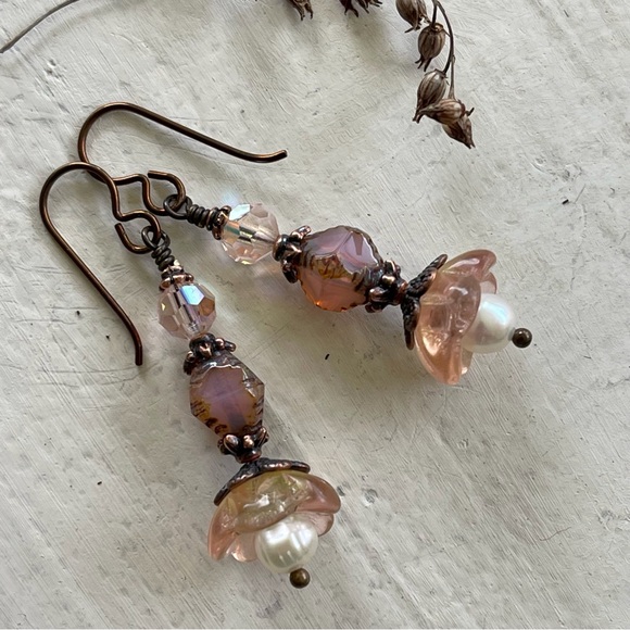 ARTISAN Earrings “Dusty Rose” - Dangles - Picture 8 of 11